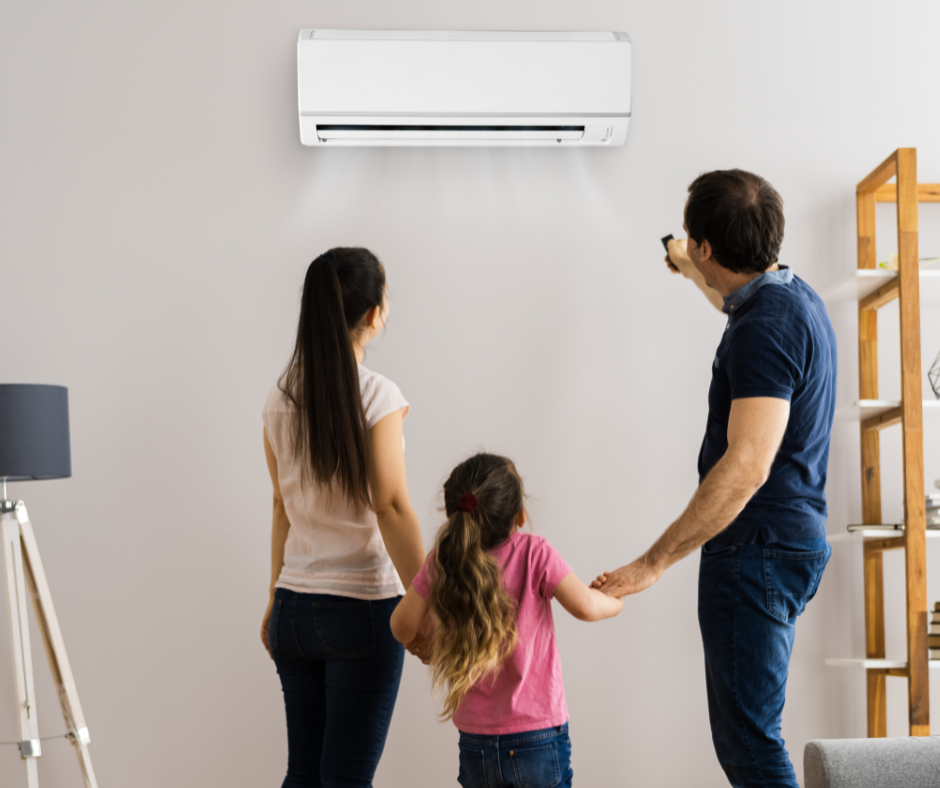 family looking at ac not working